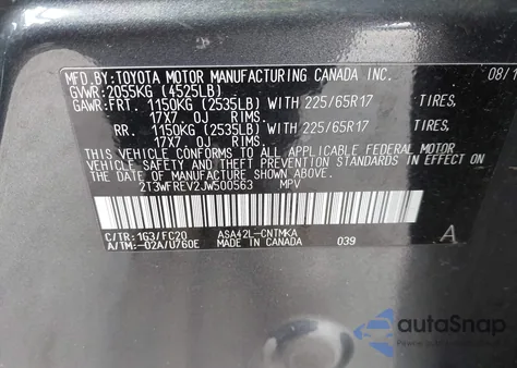 2018 Toyota Rav4 Xle z USA, uszkodzony, nr VIN 2T3WFREV2JW500563